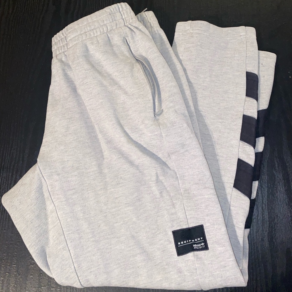 Grey and black adidas sweats